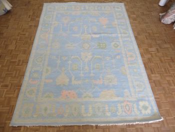 8'9 x 12'3 Hand Knotted Sky Blue Modern Oushak Oriental Rug G16039