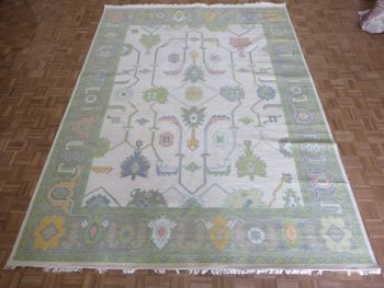 8'11 x 12'2 Hand Knotted Ivory Modern Oushak Oriental Rug G16040