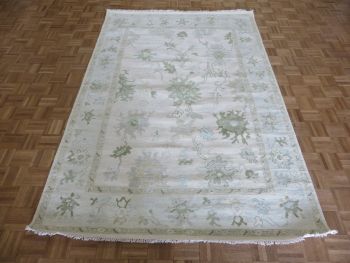 6 x 9'1 Hand Knotted Ivory Modern Oushak Oriental Rug G16041