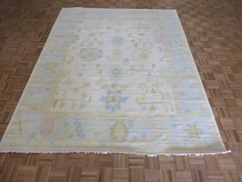 7'11 x 9'11 Hand Knotted Ivory Colorful Modern Oushak Oriental Rug G16045