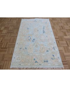 3'1 x 5'2 Hand Knotted Sky Blue Modern Oushak Oriental Rug G15862