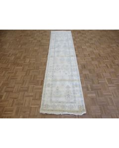 2'6 x 12 Runner Hand Knotted Ivory Modern Oushak Oriental Rug G15869