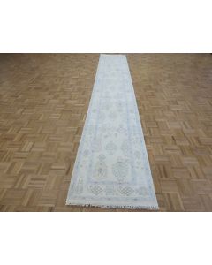 2'6 x 14'10 Runner Hand Knotted Ivory Modern Oushak Oriental Rug G15870