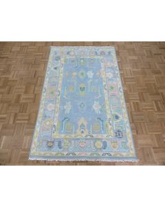 4 x 6'2 Hand Knotted Light Blue Modern Oushak Oriental Rug G15909