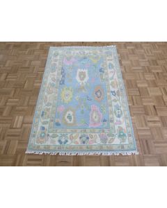 4 x 6 Hand Knotted Blue Colorful Modern Oushak Oriental Rug G15910