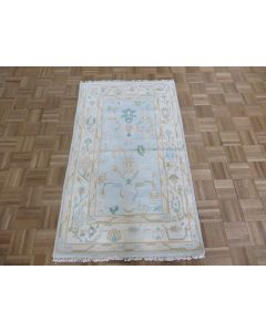 3 x 5'2 Hand Knotted Sky Blue Modern Oushak Oriental Rug G15913