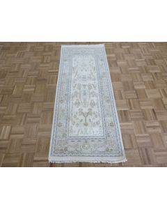 2'6 x 6'1 Runner Hand Knotted Ivory Modern Oushak Oriental Rug G15915