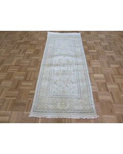 2'7 x 6 Runner Hand Knotted Gray Modern Oushak Oriental Rug G15930