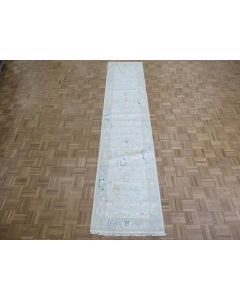 2'7 x 13'10 Runner Hand Knotted Ivory Modern Oushak Oriental Rug G15934
