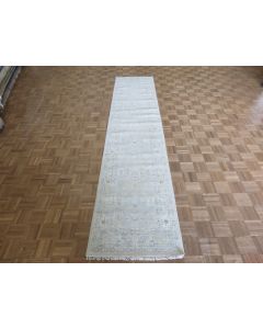 2'7 x 12'1 Runner Hand Knotted Gray Modern Oushak Oriental Rug G15938