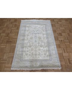 4 x 6'1 Hand Knotted Ivory Modern Oushak Oriental Rug G15959