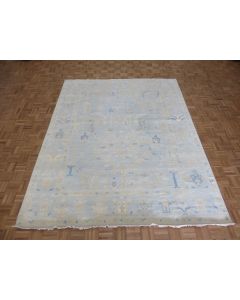 8 x 10 Hand Knotted Sky Blue Modern Oushak Oriental Rug G15961