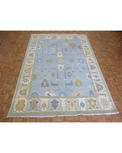 8'11 x 12'4 Hand Knotted Blue Colorful Modern Oushak Oriental Rug G15963