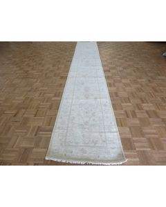 2'7 x 15'2 Runner Hand Knotted Ivory Modern Oushak Oriental Rug G15987