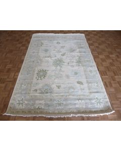 6 x 9'1 Hand Knotted Ivory Modern Oushak Oriental Rug G15994