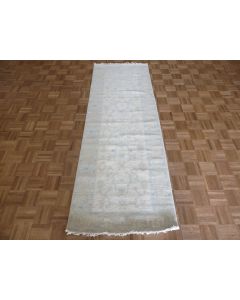 2'11 x 8'8 Runner Hand Knotted Ivory Modern Oushak Oriental Rug G15999