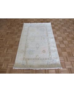 4 x 6'3 Hand Knotted Beige Modern Oushak Oriental Rug G16000