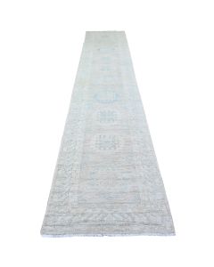 2'10"x15' Timberwolf Gray White Wash Peshawar Hand Knotted XL Runner Rug G74958