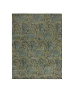9'x11'8" Hedge Green & Gold Paisley Design Wool & Silk Hand Knotted Rug G75569