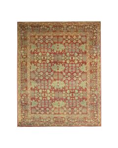 8'x10'2" Auburn Red Original Mughal Design Agra All Wool Hand Knotted Rug G76346