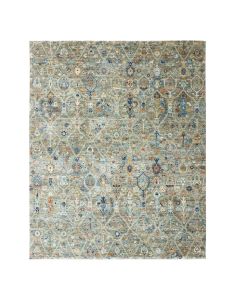 8'x9'10" Gray Zoroastrian Garden Pattern Hand Knotted Pure Wool Rug G76434
