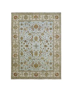 9'x12' Powder Blue Pure Wool Agra with Ziegler Design Hand Knotted Rug G83199
