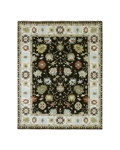 8'x10'1" Raven Black Agra with Ziegler Design Hand Knotted 100% Wool Rug G83201