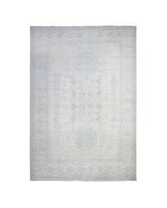 9'5"x13'7" Ivory Peshawar Khotan Pomegranate Design Hand Knotted Wool Rug G88186