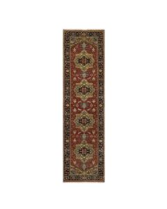 2'8"x10' Chili Red New Zealand Wool Heris Revival Hand Knotted Runner Rug G91243