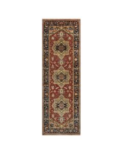 2'7"x8' Red Heris Revival Medallion Design Wool Hand Knotted Runner Rug G91245