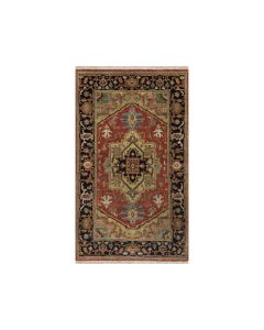 2'5"x4'1" Chili Red Heris Revival New Zealand Wool Hand Knotted Mat Rug G91247