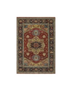 4'3"x6'2" Red Heris Revival Medallion Design Pure Wool Hand Knotted Rug G91249