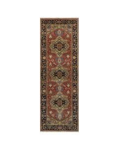 2'7"x7'10" Red Heris Revival New Zealand Wool Hand Knotted Runner Rug G91251