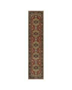 2'8"x12' Ruby Red Hand Knotted Heris Revival New Zealand Wool Runner Rug G91252