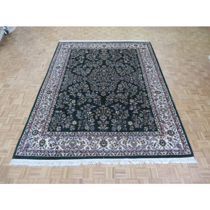 9 X 12 Hand Knotted Green Persian Fine Royal Sarouk Design Oriental Rug G277