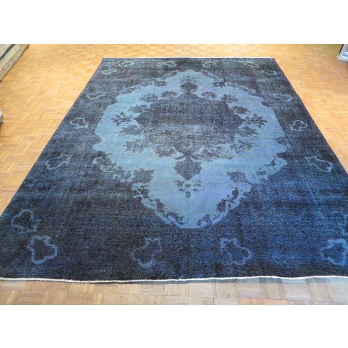 10 X 12 Hand Knotted Overdyed Aqua Blue, Blue Oriental Rug