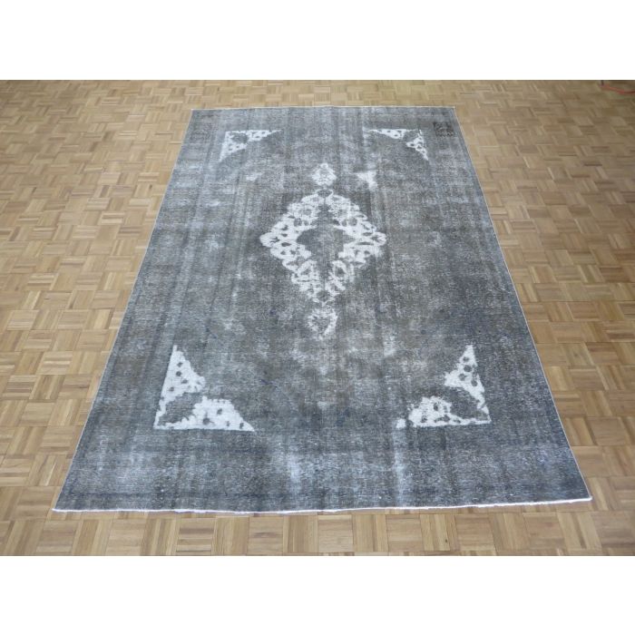 8 X 12 Hand Knotted Overdyed Gray Persian Tabriz Oriental Rug - Overdyed Persian Rug 8 X 12 Hand Knotted Overdyed Gray Persian Tabriz Oriental Rug - Overdyed Persian Rug