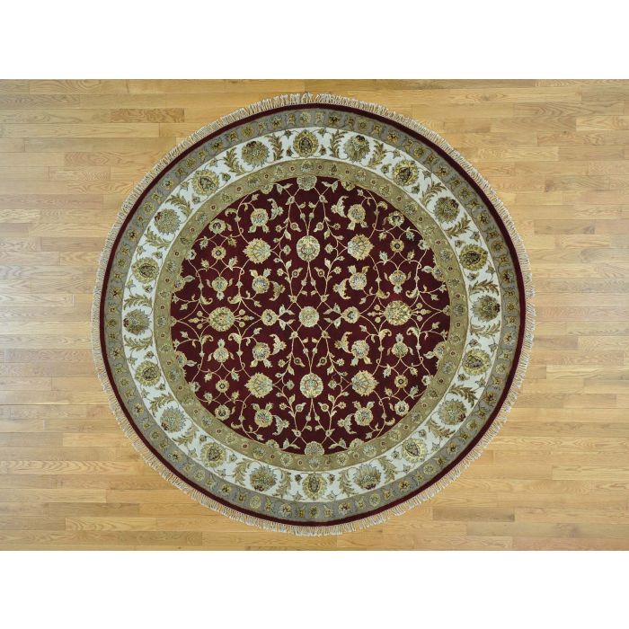 8 1 X8 Half Wool And Silk Rajasthan Hand Knotted Round Rug - Large Half Round Rugs 8 1 X8 Half Wool And Silk Rajasthan Hand Knotted Round Rug - Large Half Round Rugs