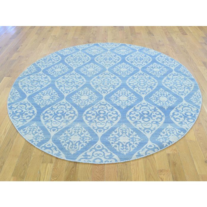 6 X6 Reversible Flat Weave Round Hand Woven Durie Kilim Rug G35646 Oriental Galaxy 6 X6 Reversible Flat Weave Round Hand, Round Kilim Rug