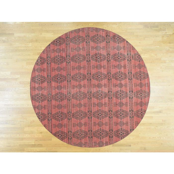10 X10 Hand Woven Reversible Kilim, Large Round Oriental Rugs