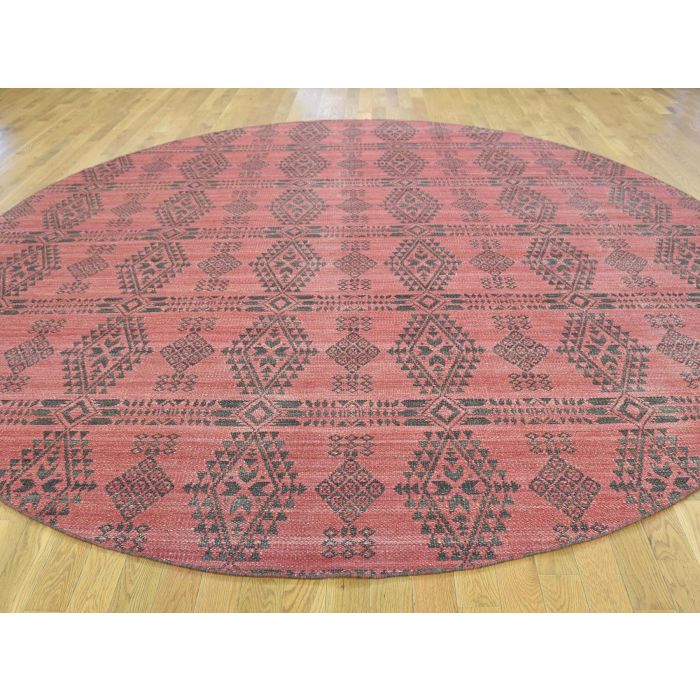 10 X10 Hand Woven Reversible Kilim Flat Weave Round Oriental Rug G34375 Galaxy 10 X10 Hand Woven Reversible Kilim, Round Kilim Rug
