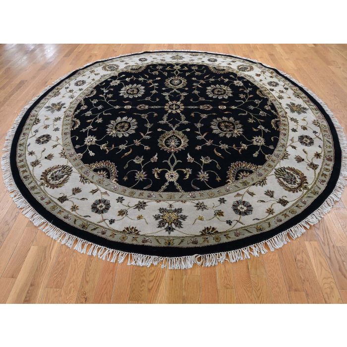9 X9 4 Rajasthan Half Wool And Silk Hand Knotted Round Rug - Large Half Round Rugs 9 X9 4 Rajasthan Half Wool And Silk Hand Knotted Round Rug - Large Half Round Rugs