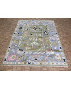 8 x 10 Hand Knotted Sage Green Modern Oushak Oriental Rug G14043