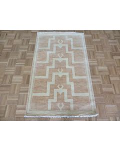 3 x 5 Hand Knotted Pink Geometric Oushak Oriental Rug G14045