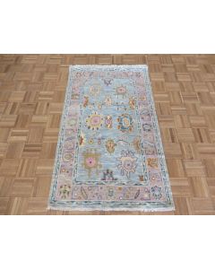 3 x 5 Hand Knotted Light Blue Modern Oushak Oriental Rug G14046