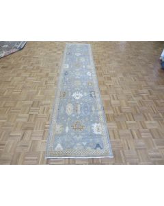 2'9 x 12'2 Runner Hand Knotted Gray Peshawar Oriental Rug G14386