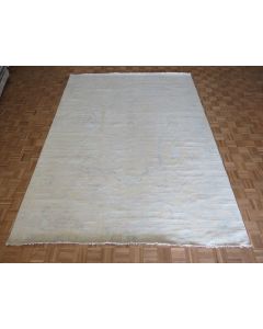 9 x 12'2 Hand Knotted Washed Out Ivory Modern Oushak Oriental Rug G14392