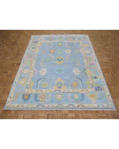8 x 10 Hand Knotted Sky Blue Modern Oushak Oriental Rug G14504