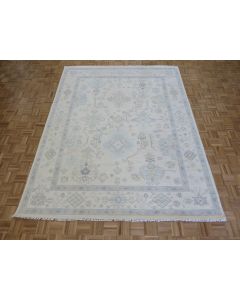 8 x 10'3 Hand Knotted Ivory Modern Oushak Oriental Rug G14709