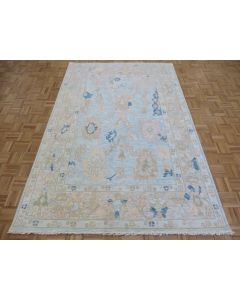6 x 9'2 Hand Knotted Sky Blue Modern Oushak Oriental Rug G14712